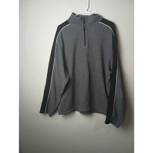 Vintage Y2K Old Navy Half Zip Fleece Men's Sweatshirt XXL Gray Black White Punk
